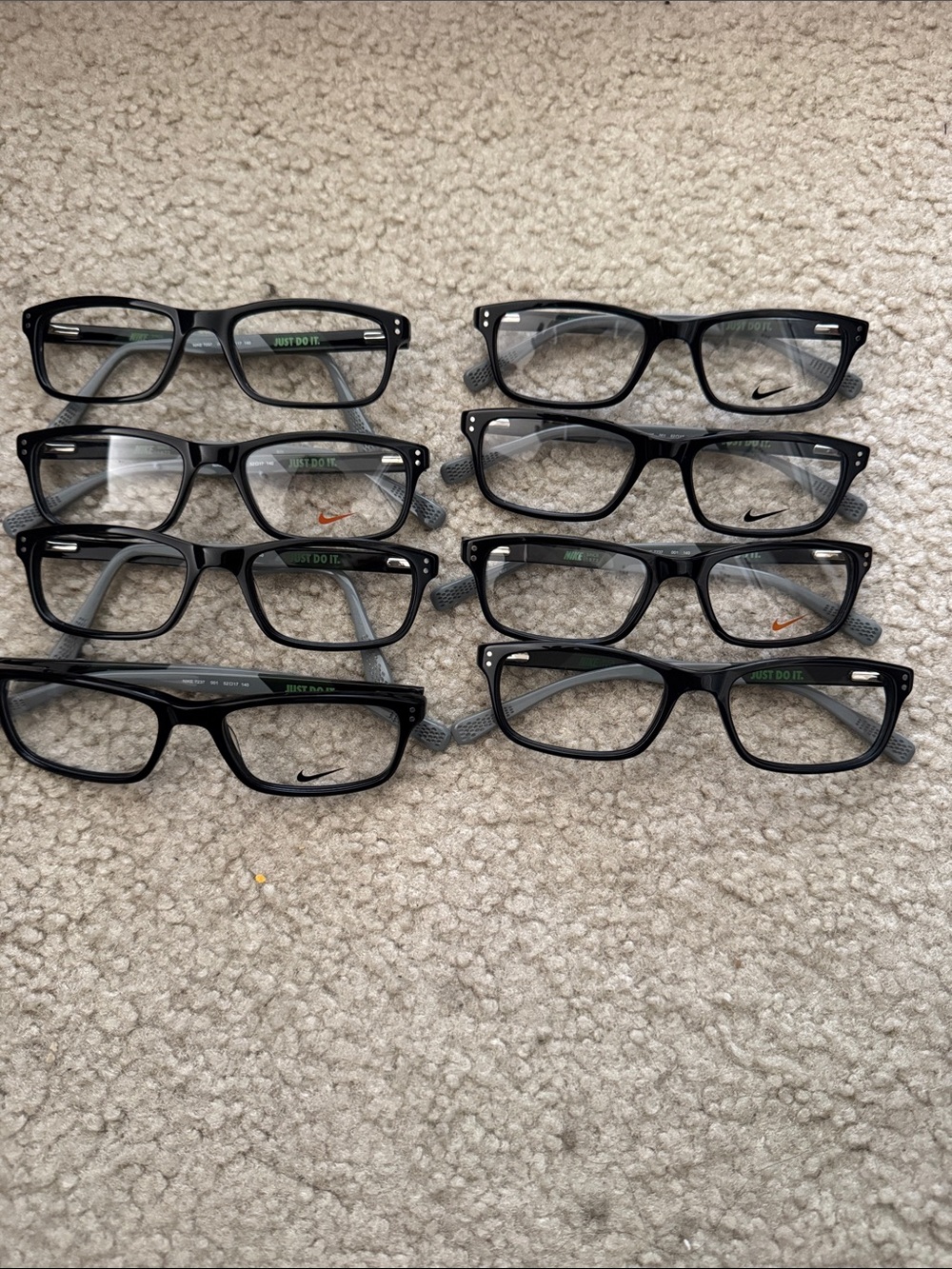 Nike 7237 001 52-17-140 Black Rectangular Glasses (Multiple Frames)